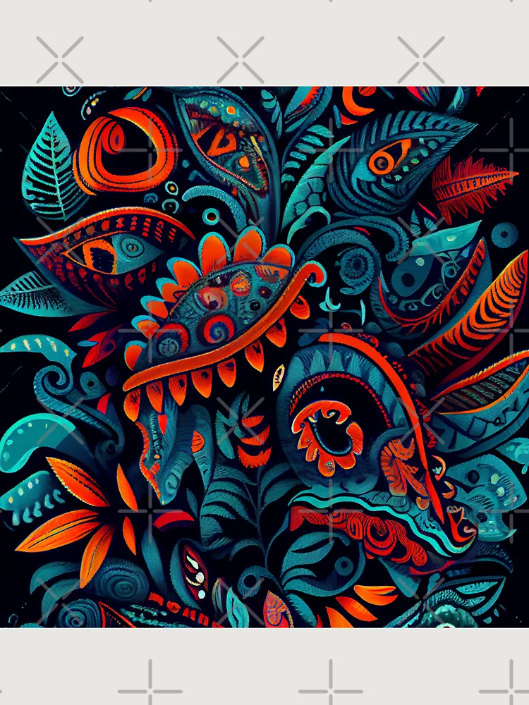 Thumbnail 6 von 6, Premium Oversized Pullover, Vivid Cute Intense Pacific Islander Pattern Digital Painting designt und verkauft von CodeAndColors.