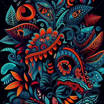 Vorschaubild zum Design Vivid Cute Intense Pacific Islander Pattern Digital Painting von CodeAndColors