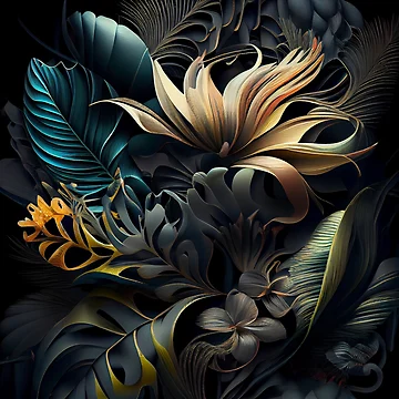 Vorschaubild zum Design Three Dimensional Dramatic Tropical Pattern Digital Painting von CodeAndColors