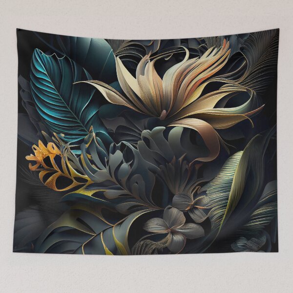 Aperçu de l'œuvre Three Dimensional Dramatic Tropical Pattern Digital Painting créée et vendue par CodeAndColors.