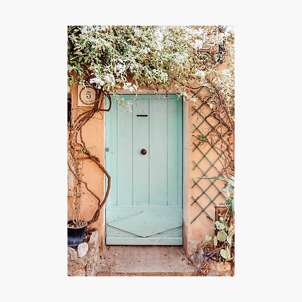 Aperçu de l'œuvre Impression de porte bleue de la Côte d'Azur, Art de porte Boho, décor de porte France Turquoise, maison de Style français, photographie de porte, architecture de couleur pastel créée et vendue par radub85.
