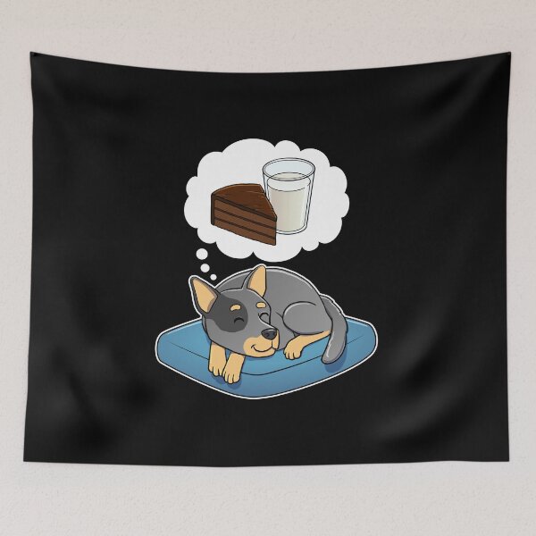Item preview, Australian Cattle Dog dreaming about Chocolate Cake and Milk designed and sold by DoggieDelights.