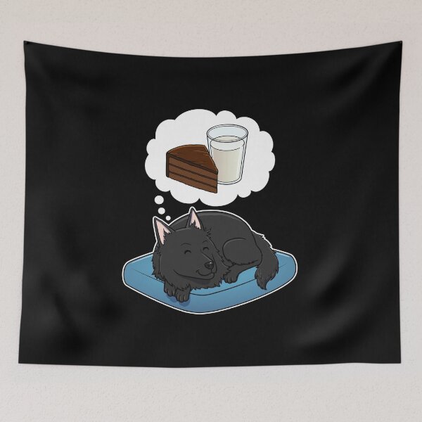 Item preview, Belgian Sheepdog dreaming about Chocolate Cake and Milk designed and sold by DoggieDelights.