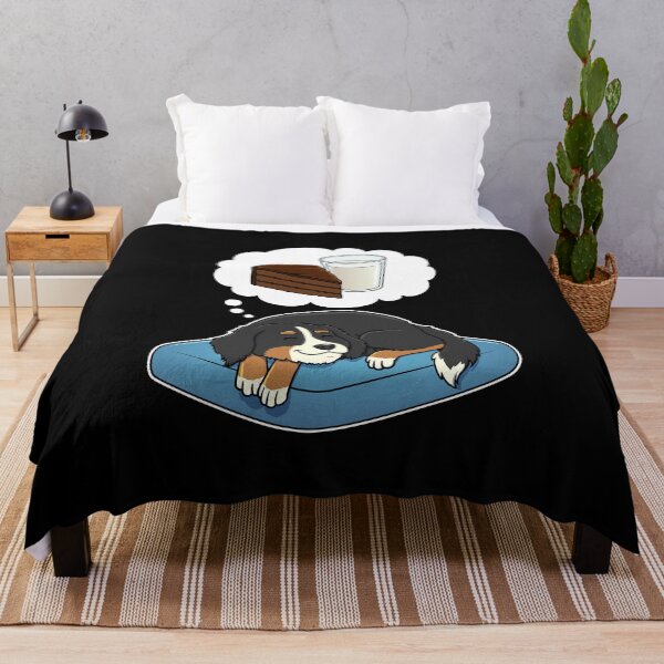 Item preview, Bernese Mountain Dog dreaming about Chocolate Cake and Milk designed and sold by DoggieDelights.