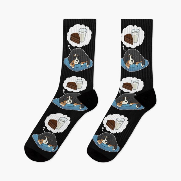 Item preview, Bernese Mountain Dog dreaming about Chocolate Cake and Milk designed and sold by DoggieDelights.