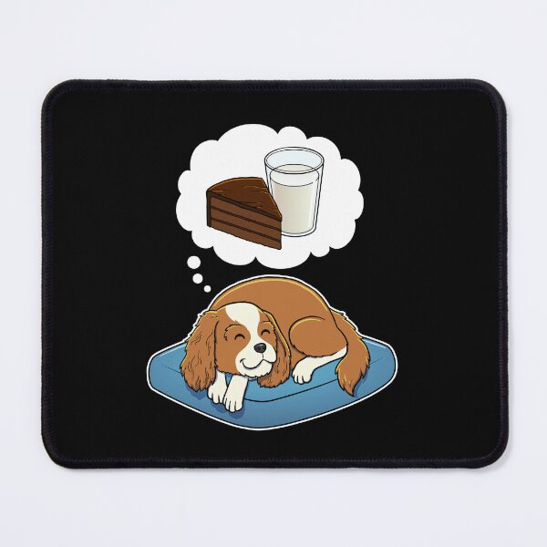 Item preview, Cavalier King Charles Spaniel dreaming about Chocolate Cake and Milk designed and sold by DoggieDelights.