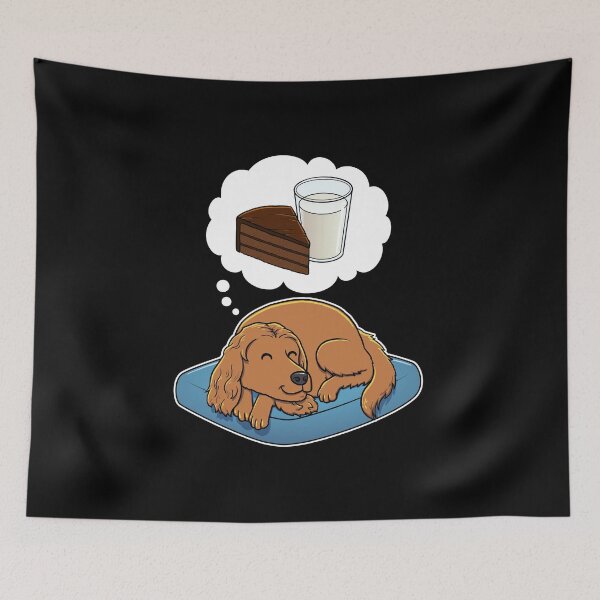 Item preview, English Cocker Spaniel dreaming about Chocolate Cake and Milk designed and sold by DoggieDelights.
