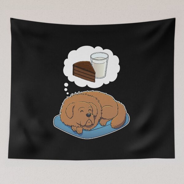 Item preview, Tibetan Mastiff dreaming about Chocolate Cake and Milk designed and sold by DoggieDelights.