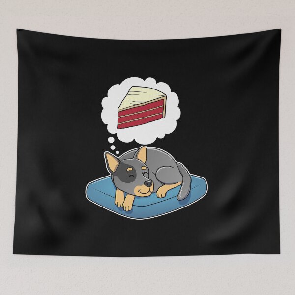 Item preview, Australian Cattle Dog dreaming about Red Velvet Cake designed and sold by DoggieDelights.