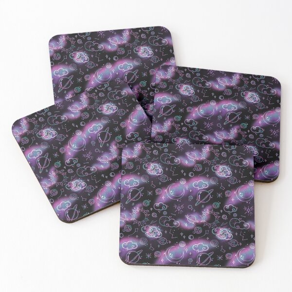 Item preview, Coloured Galaxy Pattern - Black Background  designed and sold by TinyKatCreative.