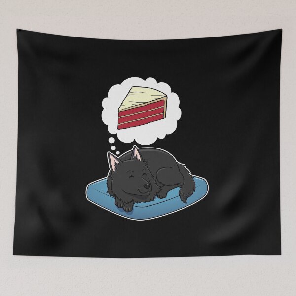 Item preview, Belgian Sheepdog dreaming about Red Velvet Cake designed and sold by DoggieDelights.