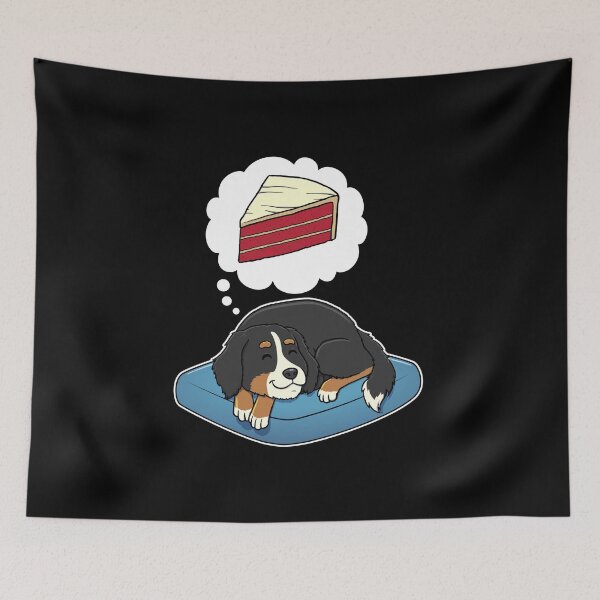 Item preview, Bernese Mountain Dog dreaming about Red Velvet Cake designed and sold by DoggieDelights.