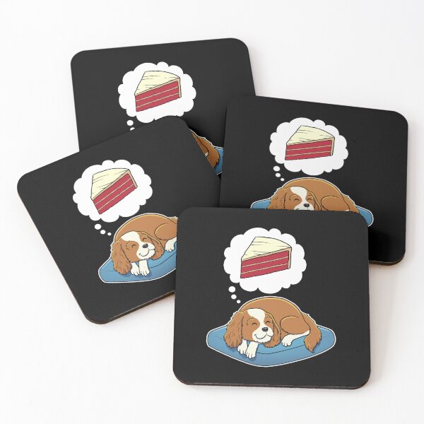 Item preview, Cavalier King Charles Spaniel dreaming about Red Velvet Cake designed and sold by DoggieDelights.