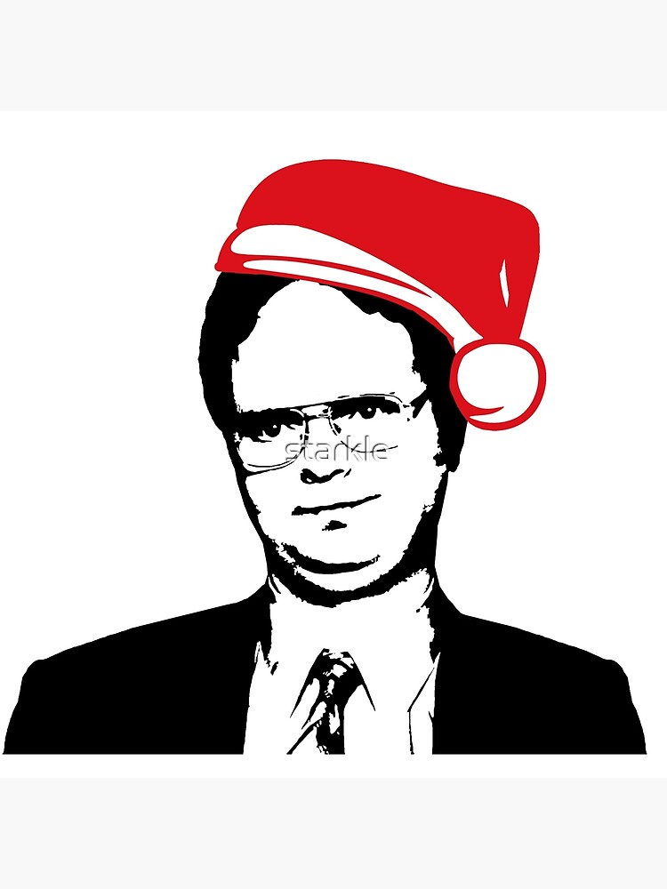 "DWIGHT SCHRUTE The Office Christmas Santa Hat Black White" Throw