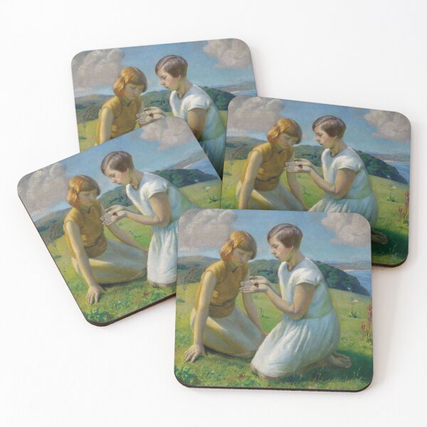 Item preview,  Two young girls with a butterfly - HAROLD HARVEY  designed and sold by Vintage Designs +.