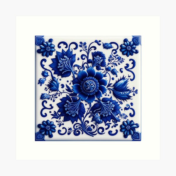 Item preview, Blue Flower Portuguese Tile designed and sold by artecomia.