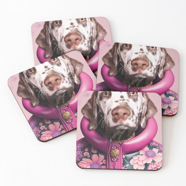 Item preview, Dalmatian dog in floral pink latex suit designed and sold by PimpMyPet.