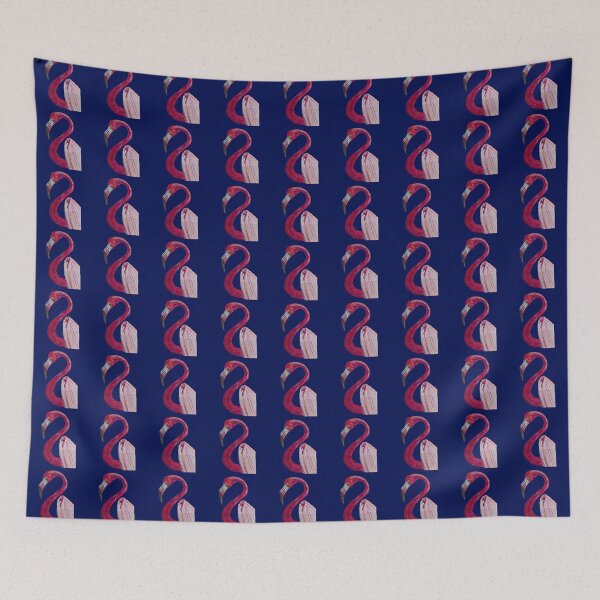 Item preview, Pink Flamingo - Art print in Blue Background  designed and sold by ShreecreatE.