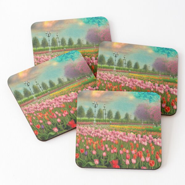 Item preview,  Tulips and Roses Garden Digital Painting designed and sold by ArtsyWishesShop.