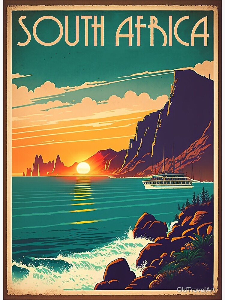 South Africa Coastline Vintage Travel Art Poster Poster for Sale