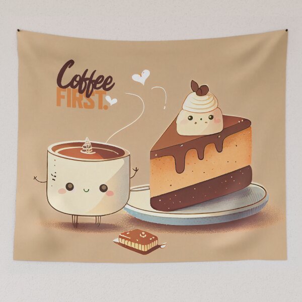 Item preview, Coffee First, Cute Coffee & Cake. designed and sold by The-Dark-Art.