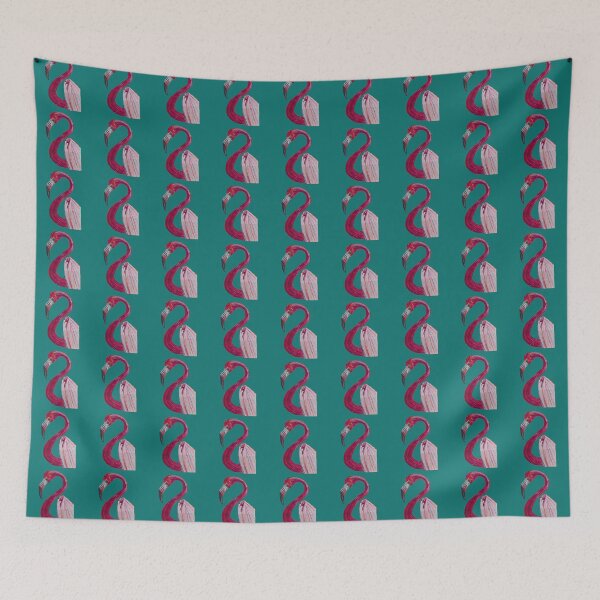 Item preview,  Pink Flamingo - Art print in  green Background  designed and sold by ShreecreatE.