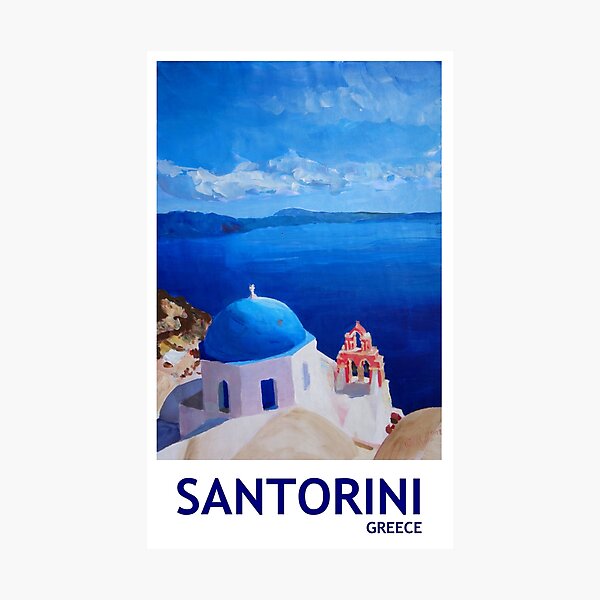 Item preview, Santorini Greece retro poster designed and sold by artshop77.