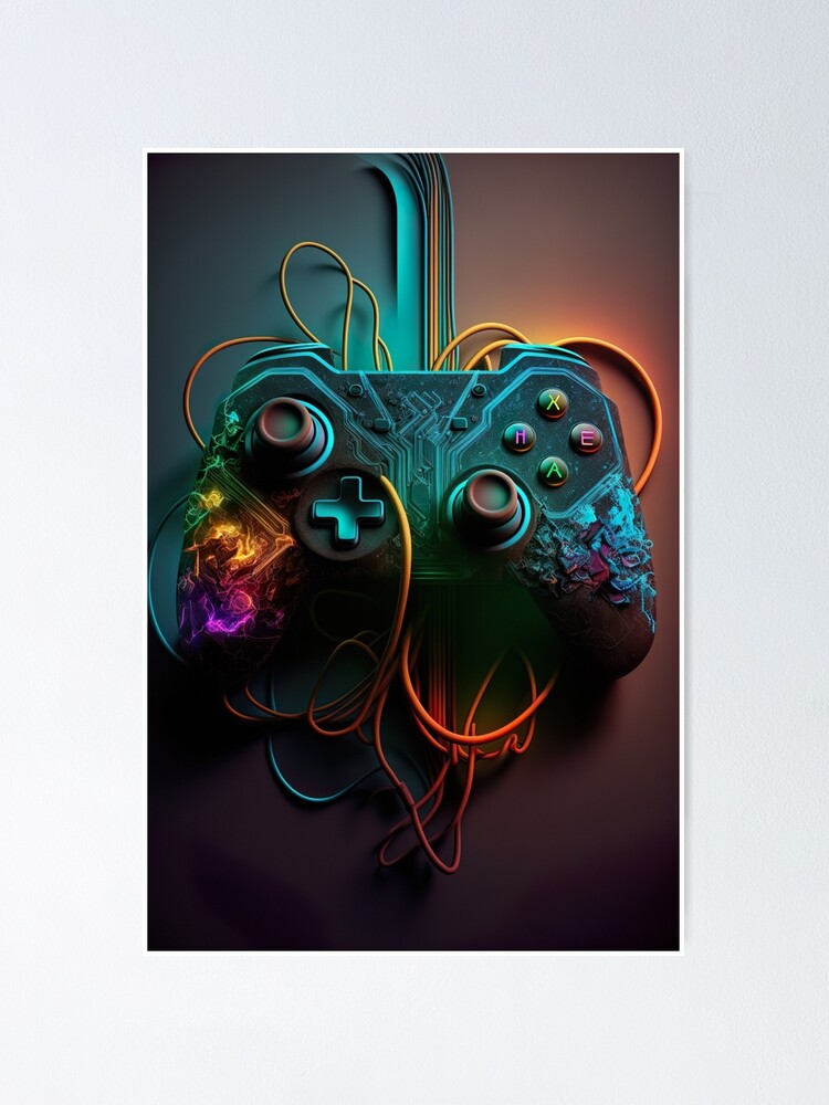 Art Poster Gaming Controller neon