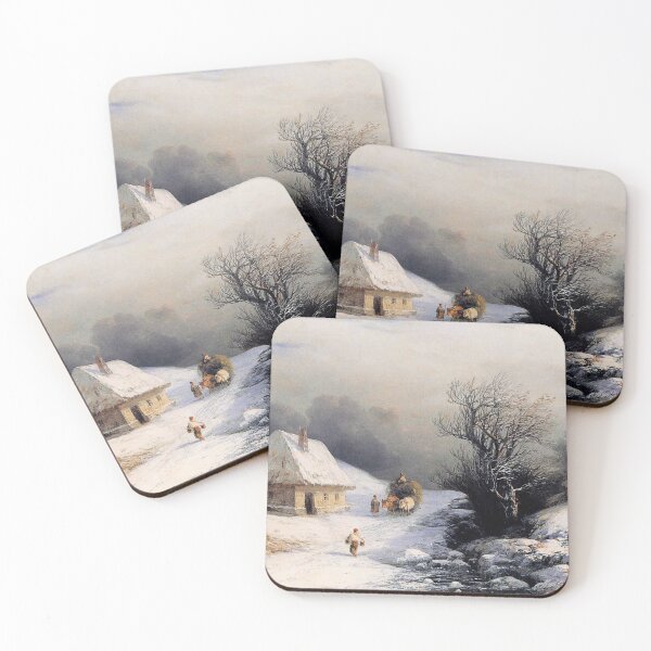 Item preview, Winter scenery - Little Ox Cart in Winter by Ivan Ayvazovsky designed and sold by AR-shop.