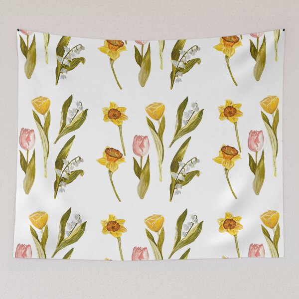 Item preview, Daffodil tulip snowdrop Easter a seamless pattern designed and sold by Yana Mustafina | Boho Soulful Designs.