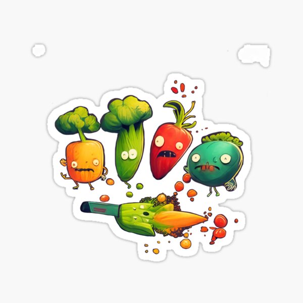"Attack of the Zombie Vegetables " Sticker for Sale by Whalecatstudio