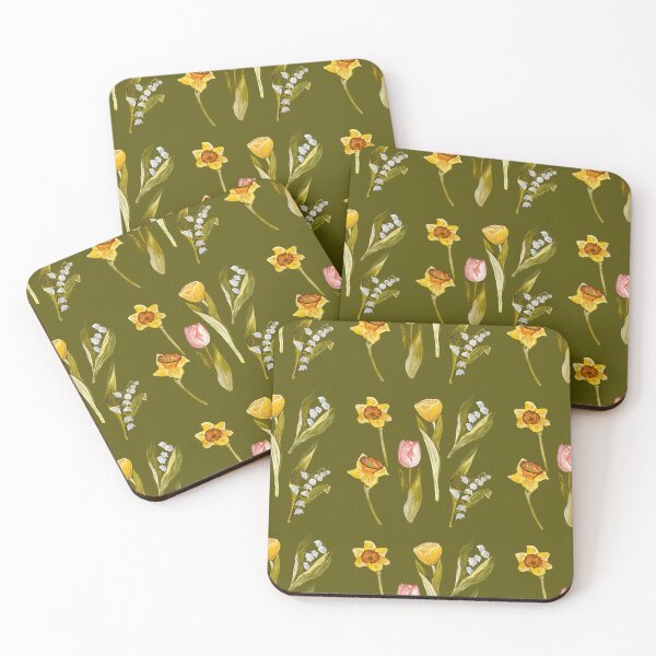 Item preview, Daffodil tulip snowdrop Easter a seamless pattern green designed and sold by Yana Mustafina | Boho Soulful Designs.