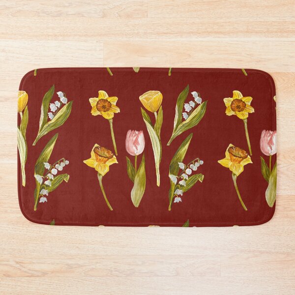 Item preview, Daffodil tulip snowdrop Easter a seamless pattern red designed and sold by Yana Mustafina | Boho Soulful Designs.