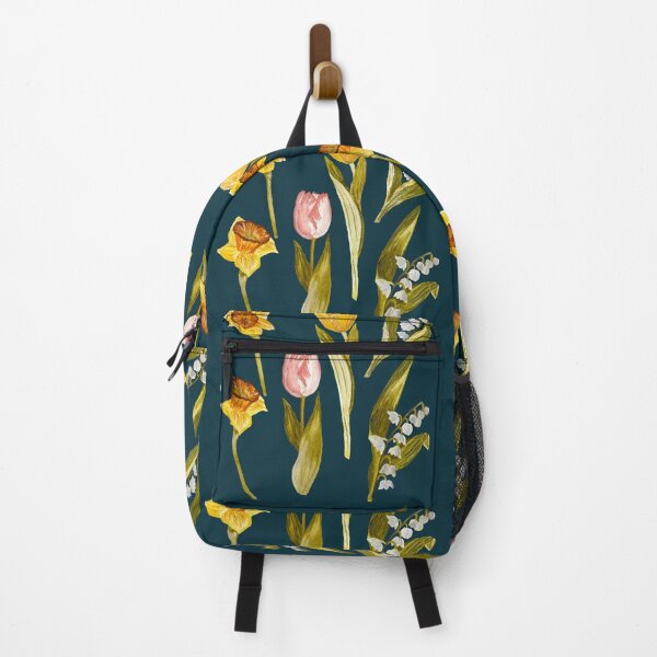 Item preview, Daffodil tulip snowdrop Easter a seamless pattern blue designed and sold by Yana Mustafina | Boho Soulful Designs.