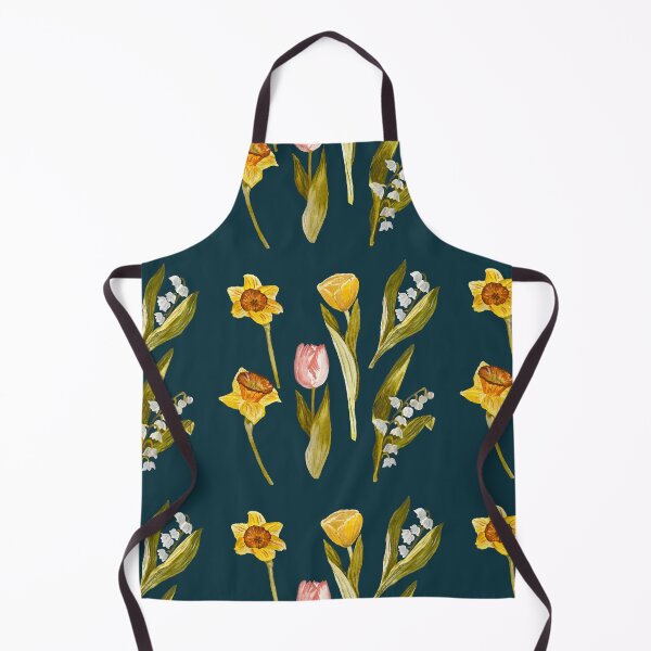 Item preview, Daffodil tulip snowdrop Easter a seamless pattern blue designed and sold by Yana Mustafina | Boho Soulful Designs.