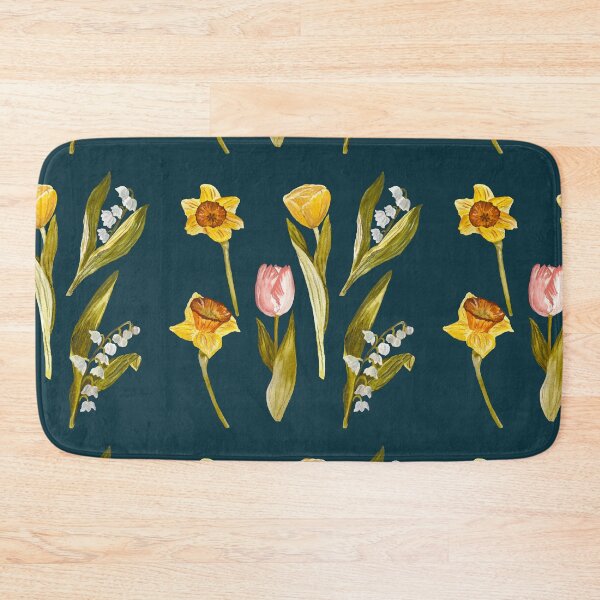 Item preview, Daffodil tulip snowdrop Easter a seamless pattern blue designed and sold by Yana Mustafina | Boho Soulful Designs.