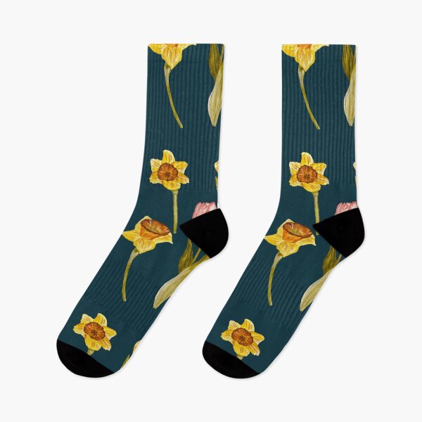 Item preview, Daffodil tulip snowdrop Easter a seamless pattern blue designed and sold by Yana Mustafina | Boho Soulful Designs.