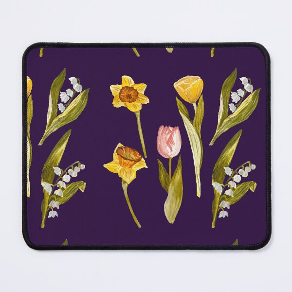 Item preview, Daffodil tulip snowdrop Easter a seamless pattern violet designed and sold by Yana Mustafina | Boho Soulful Designs.