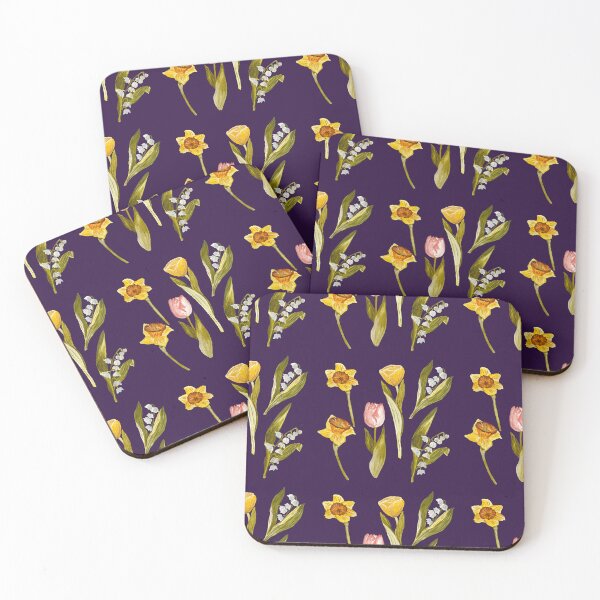 Item preview, Daffodil tulip snowdrop Easter a seamless pattern violet designed and sold by Yana Mustafina | Boho Soulful Designs.