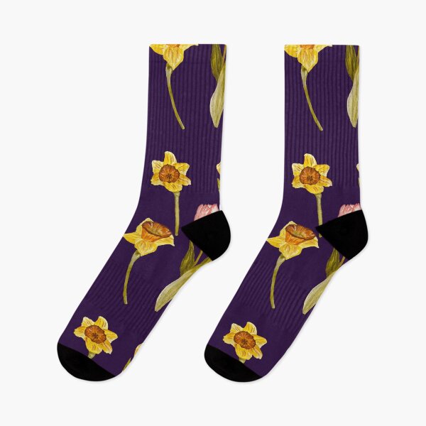 Item preview, Daffodil tulip snowdrop Easter a seamless pattern violet designed and sold by Yana Mustafina | Boho Soulful Designs.