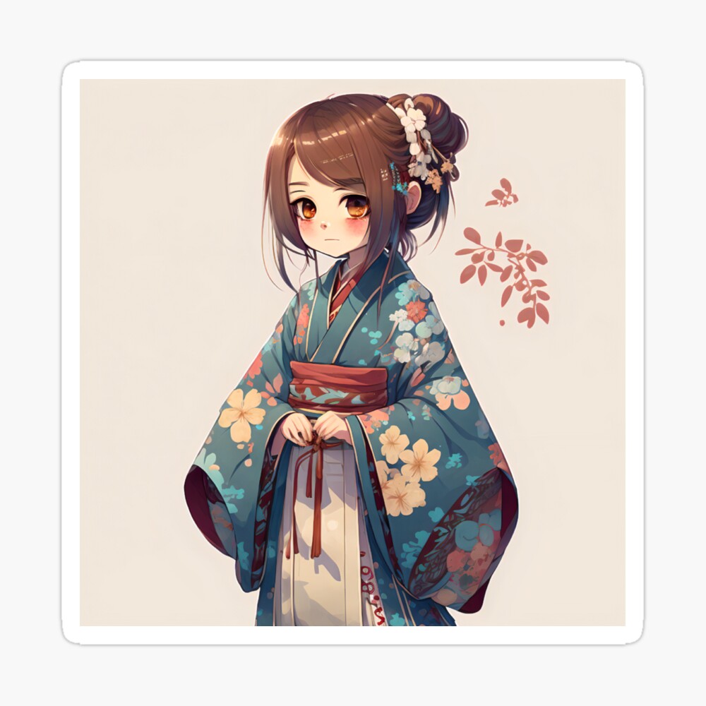 Anime girl wearing kimono dress. Generative AI Technology Stock  Illustration | Adobe Stock