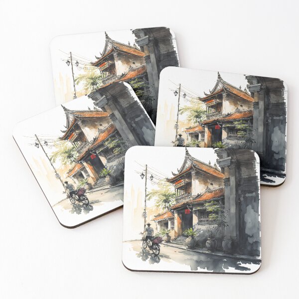 Item preview, Asian Ancient City - sumi-e painting designed and sold by MaitionDesigns.