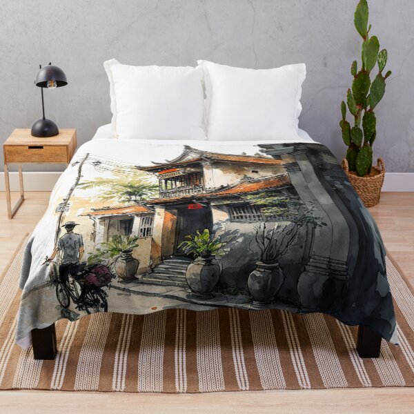 Item preview, Asian Ancient City - sumi-e painting designed and sold by MaitionDesigns.