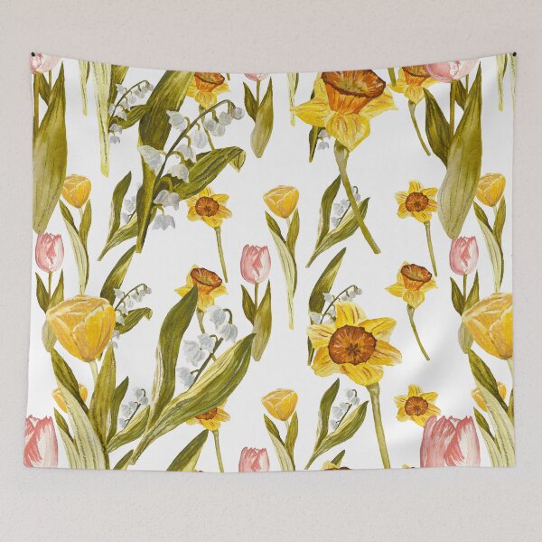 Item preview, Daffodil tulip snowdrop Easter an ornate pattern designed and sold by Yana Mustafina | Boho Soulful Designs.
