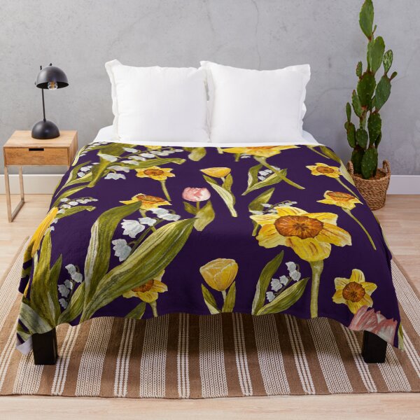 Item preview, Daffodil tulip snowdrop Easter an ornate pattern violet designed and sold by Yana Mustafina | Boho Soulful Designs.