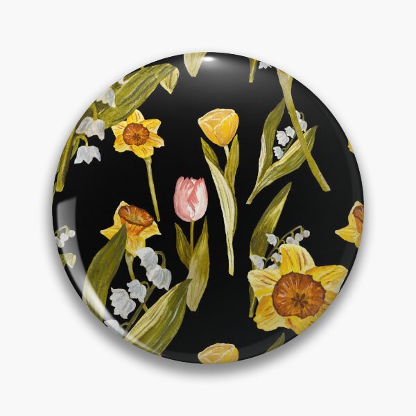 Artikelvorschau, Daffodil tulip snowdrop Easter an ornate pattern black entworfen und verkauft von Yana Mustafina | Boho Soulful Designs.