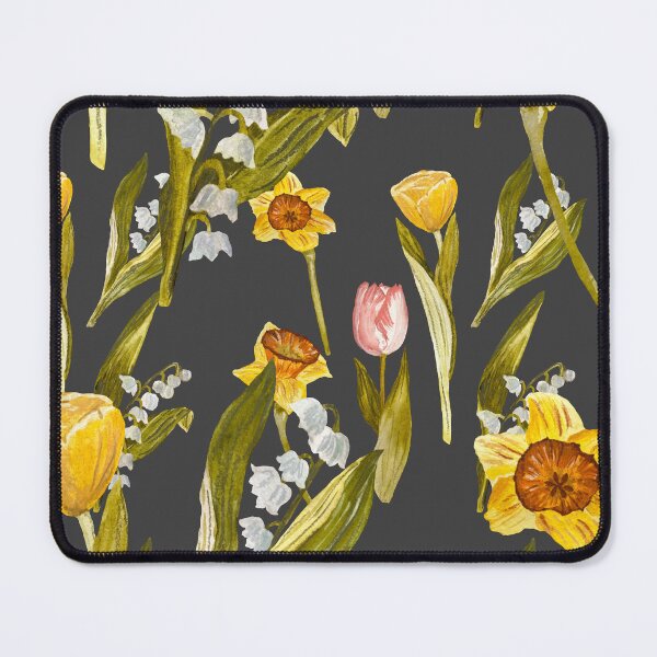 Item preview, Daffodil tulip snowdrop Easter an ornate pattern grey designed and sold by Yana Mustafina | Boho Soulful Designs.