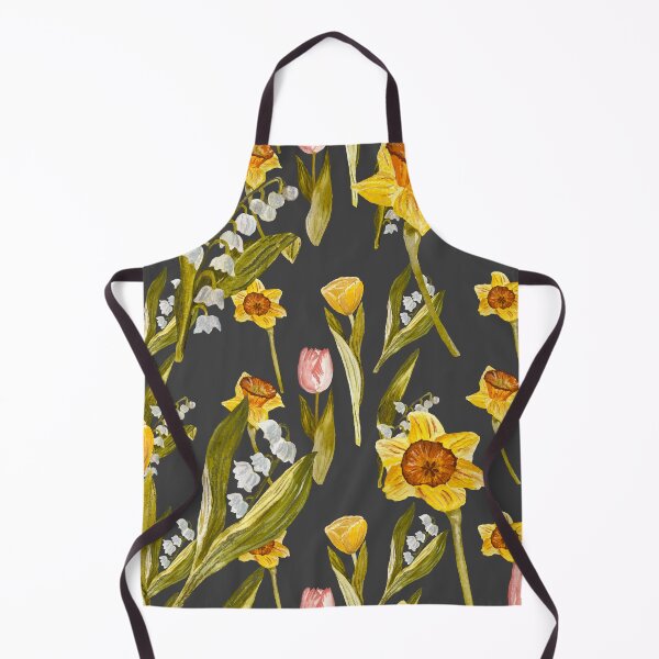 Item preview, Daffodil tulip snowdrop Easter an ornate pattern grey designed and sold by Yana Mustafina | Boho Soulful Designs.