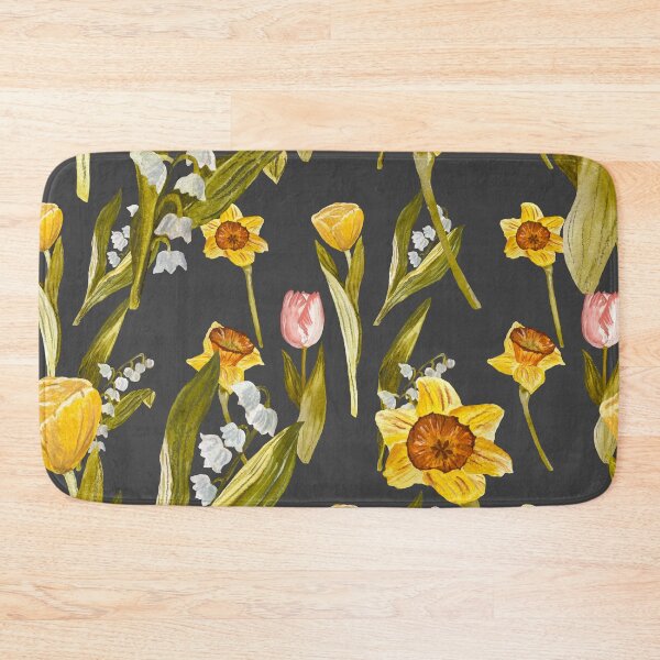 Item preview, Daffodil tulip snowdrop Easter an ornate pattern grey designed and sold by Yana Mustafina | Boho Soulful Designs.