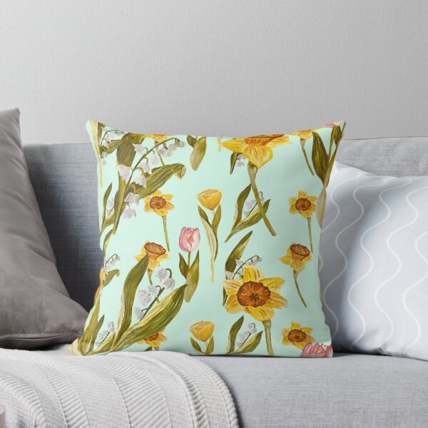 Aperçu de l'œuvre Daffodil tulip snowdrop Easter an ornate pattern mint créée et vendue par Yana Mustafina | Boho Soulful Designs.